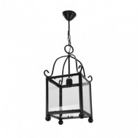 Distribuidor - Lâmpadas Diversas | Colgantes Rustica | FAROL FORJA MONASTERIO 1XE27 NEGRO REGX27X27 CM Ref: 1.960/25-NEGRO
